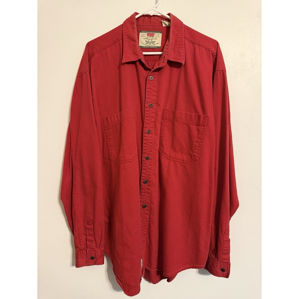 Levi's Modern Authentics Red Cotton Twill Button-Up Shirt XL Men's